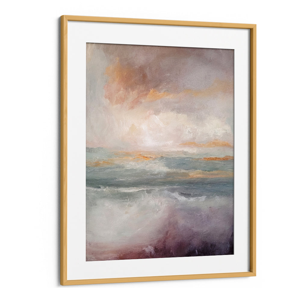 Tranquil ocean view in "ON MYSTIC SEAS, ABSTRACT PAINTINGS" enhances home décor with serene beauty.