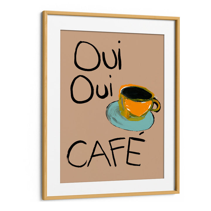 Bright abstract art featuring "OUI OUI CAFÉ, BAR" evokes café culture and enhances your living space.