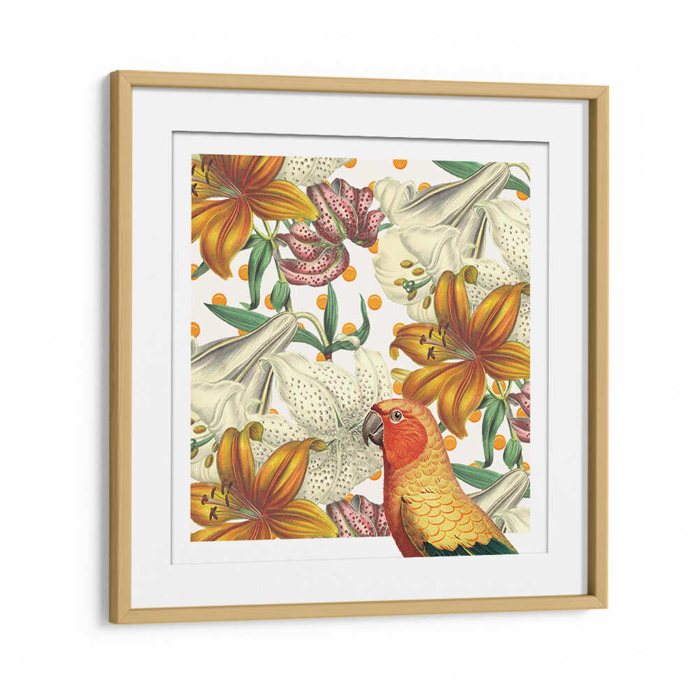 PARROT IN BLOOM , ANIMAL PAINTINGS