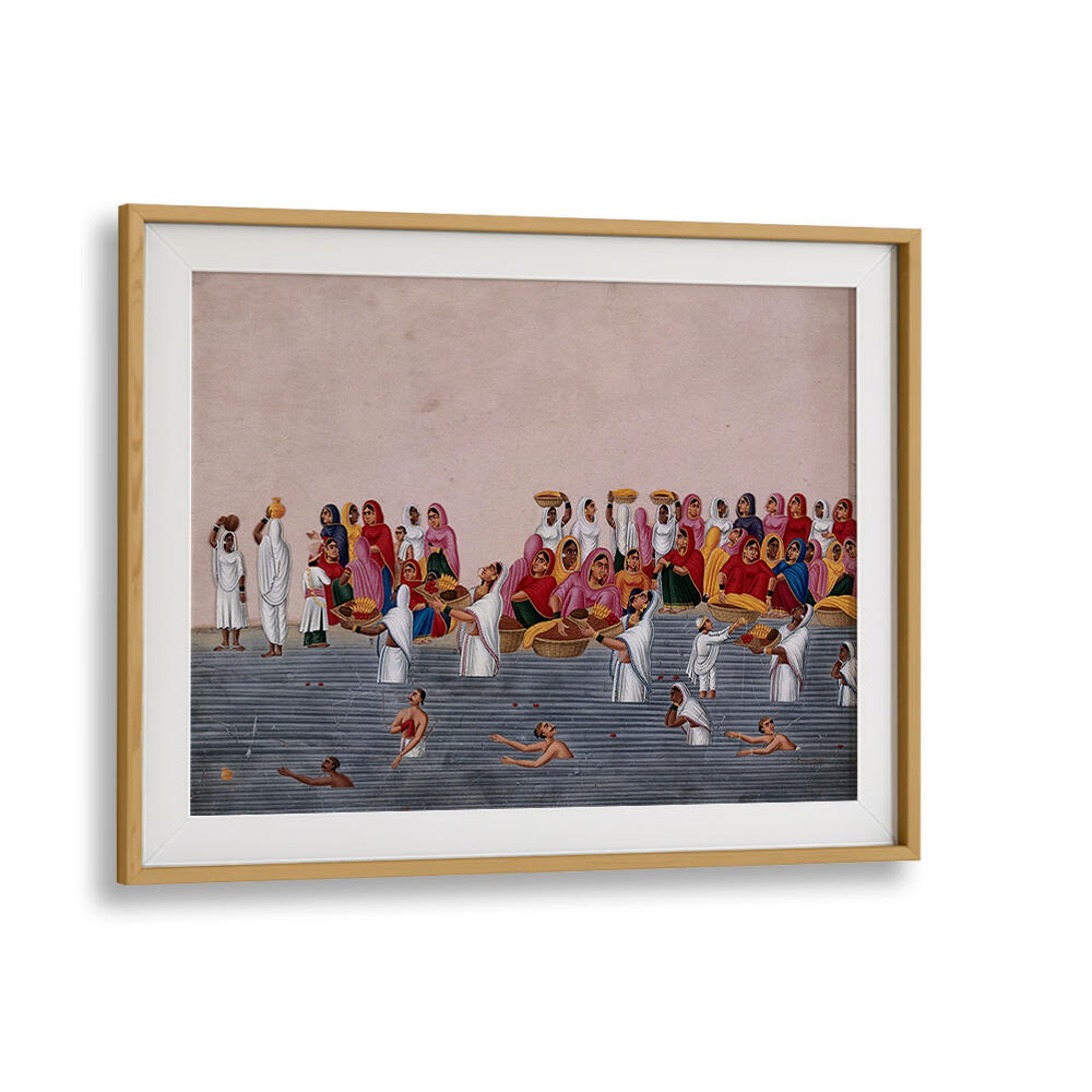 PEOPLE BATHING AND PRAYING IN RIVER GANGA