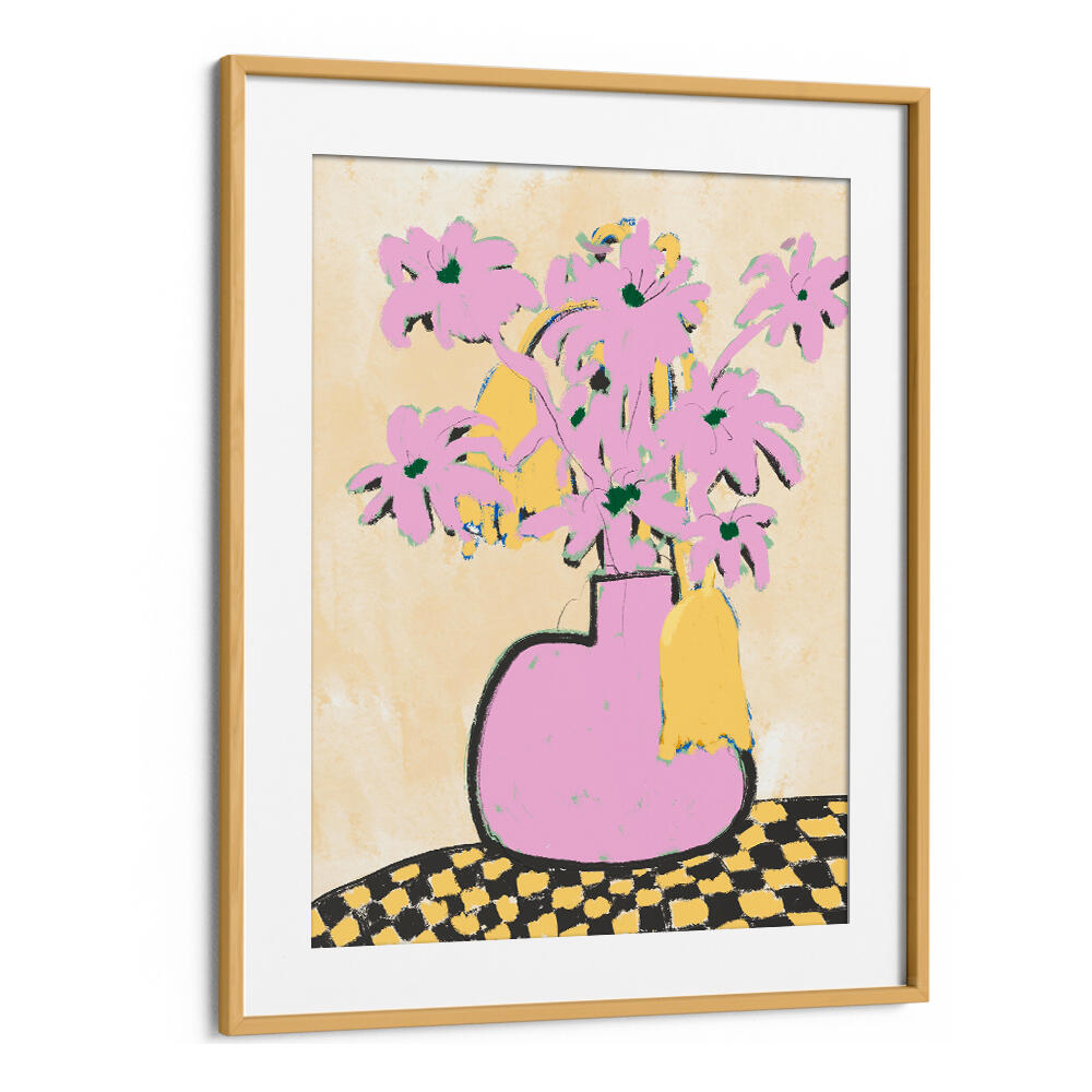 PINK FLOWERS IN A VASE , FLORAL FLOWER PAINTINGS