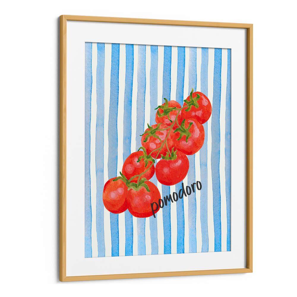 POMODORO ON BLUE STRIPES , KITCHEN POSTERS