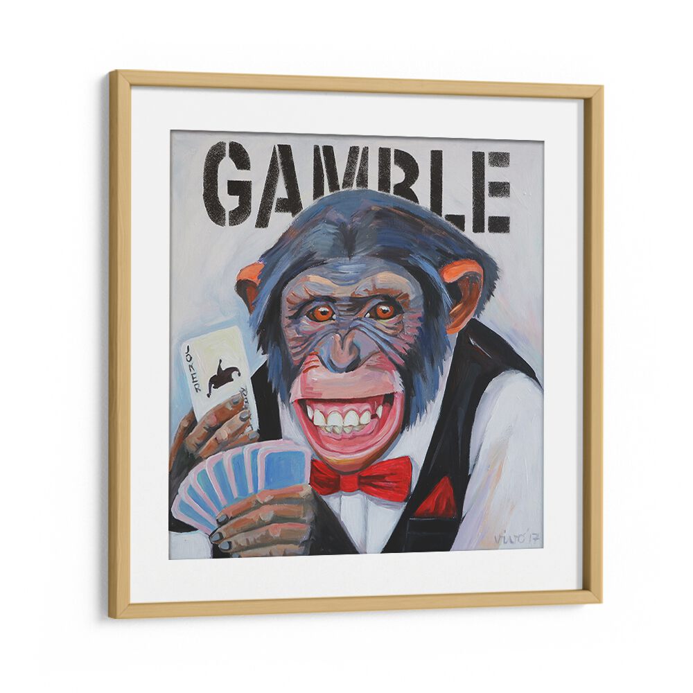 Vibrant PRIMATE'S POKER FACE, COMIC POSTERS art featuring a playful monkey ready to gamble, perfect for any comic lover.
