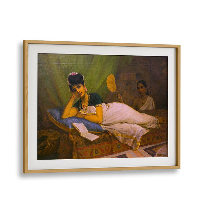 RECLINING WOMAN BY RAJA RAVI VARMA, INDIAN ART