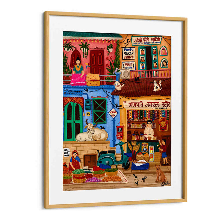 SABJI MARKET AND KIRANA STORE , INDIAN ART PAINTINGS