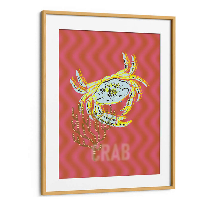 Bright crab illustration on vibrant background, enhancing any space with SEA LIFE JOY I, BEACH PAINTINGS. Perfect for ocean lovers.