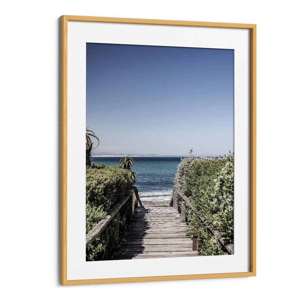 Oakwood Mount SEASIDE TRANQUILITY , BEACH PAINTINGS beach scene with wooden boardwalk to turquoise ocean and blue sky