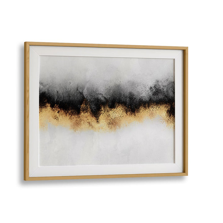 Elegant SKY II, ABSTRACT PAINTINGS featuring a striking blend of black, gold, and white for modern home decor.