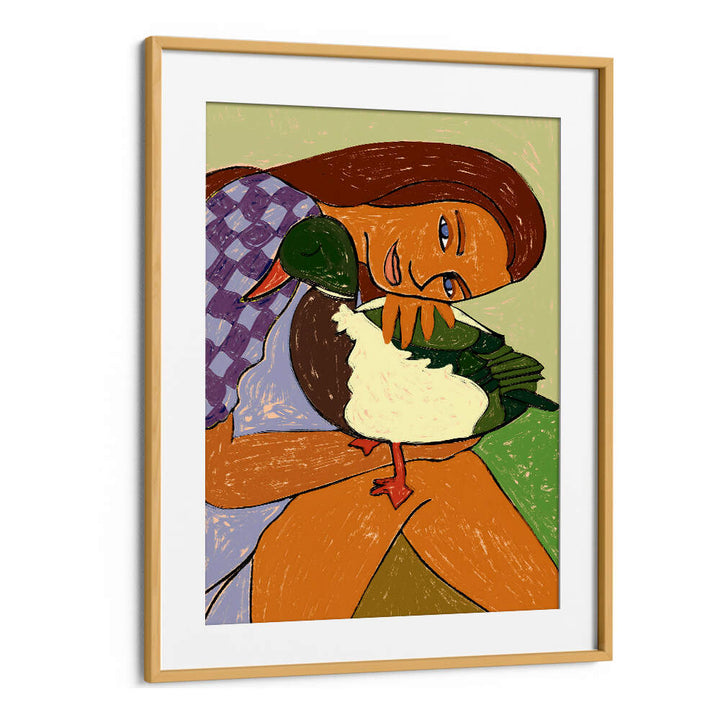 THE GIRL AND THE GREEN-HEADED GOOSE , PORTRAITS & FIGURATIVE ILLUSTRATIONS