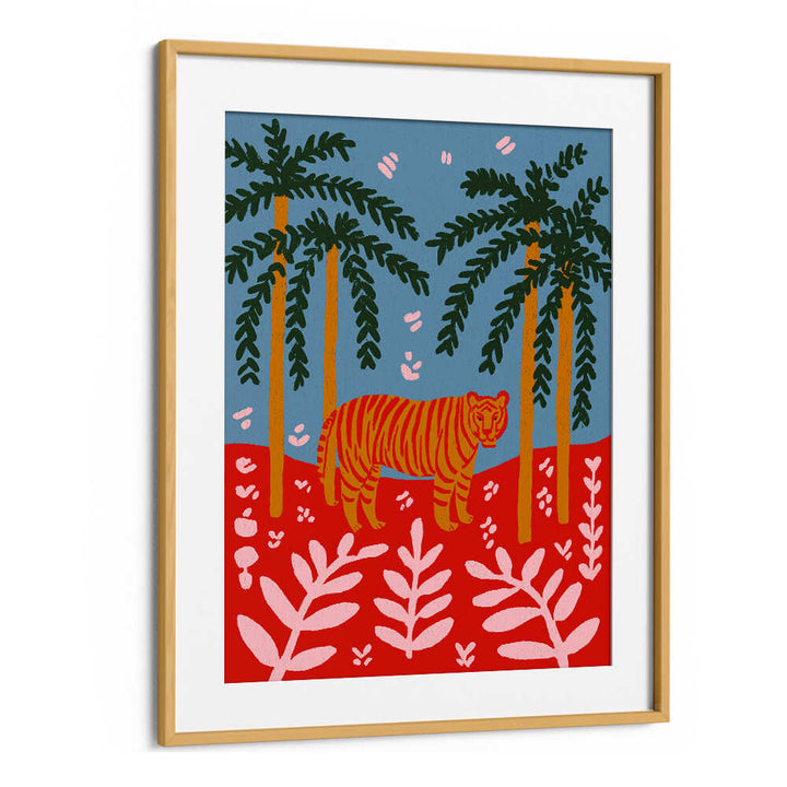TIGER UNDER PALMS , ANIMAL PAINTINGS