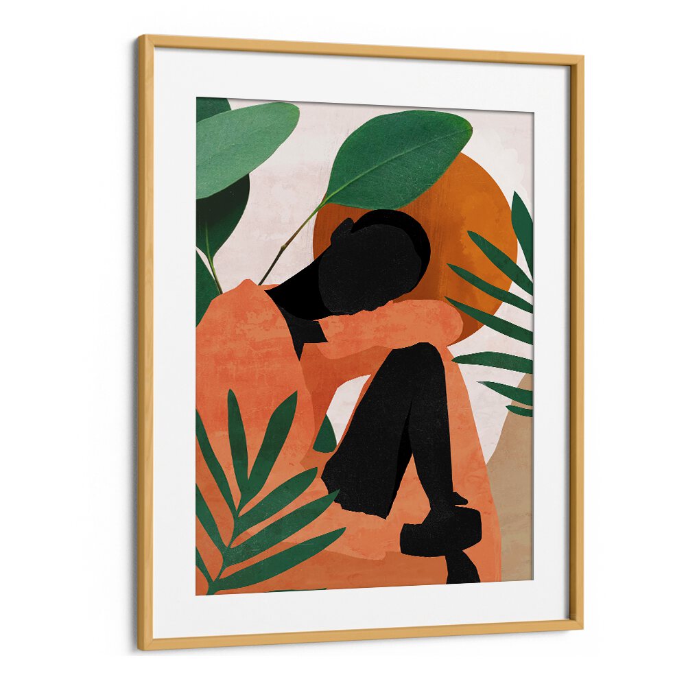 Vibrant TROPICAL GIRL SHAPE II, PORTRAITS artwork showcasing abstract human form with lush foliage accents.