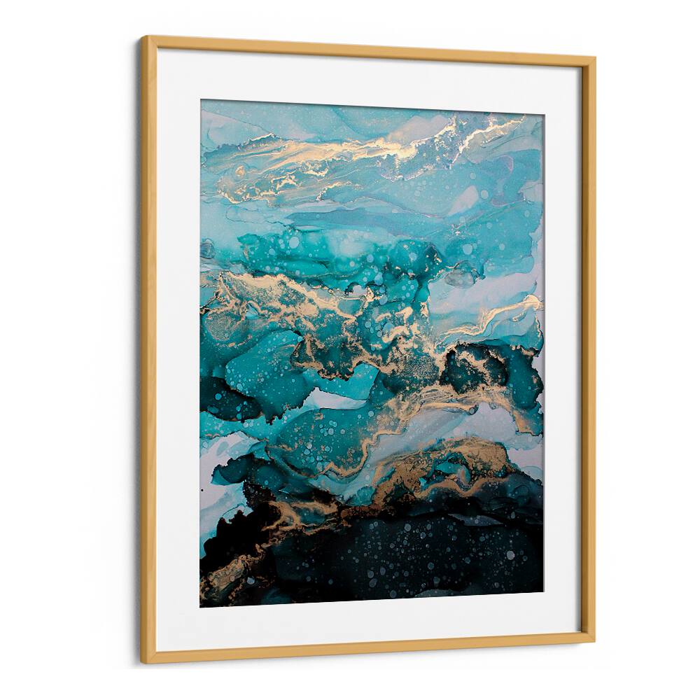 Vibrant UNDER THE SEA, ABSTRACT PAINTINGS in teal and gold, perfect for adding elegance to any space by Oakwood Mount.
