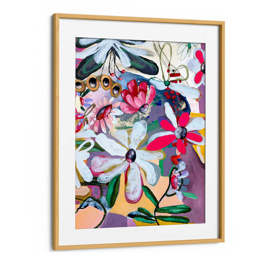 BOLD PINK AND WHITE PETALS , FLORAL FLOWER PAINTINGS