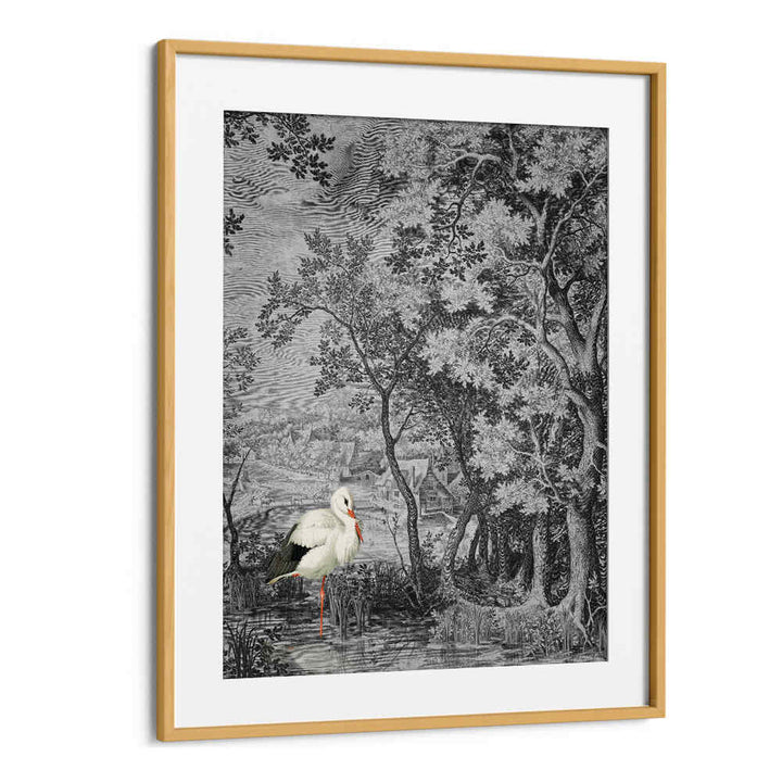 LANDSCAPE WITH STORK , ANIMAL PAINTINGS