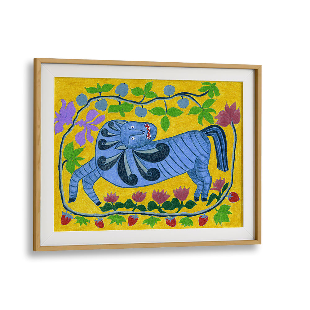 WHIMSICAL BLUE FOLK HORSE