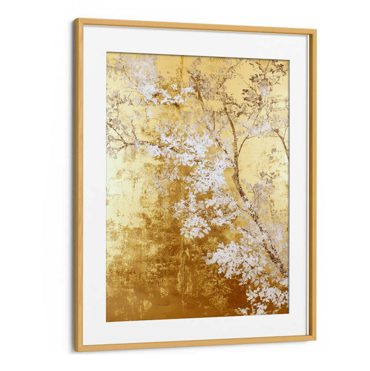 WHITE AND GOLD NATURE LANDSCAPE IV , FLORAL FLOWER PAINTINGS