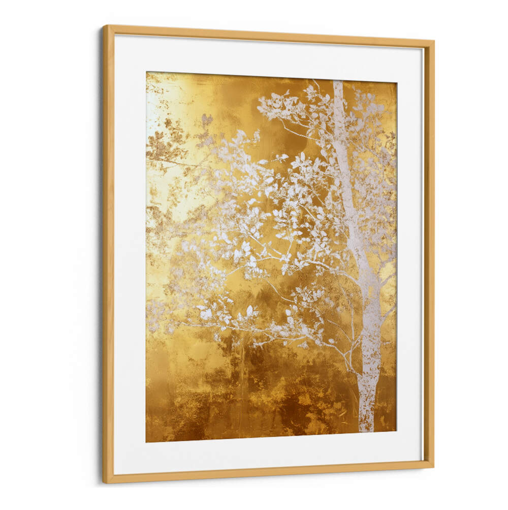 WHITE AND GOLD NATURE LANDSCAPE III , FLORAL FLOWER PAINTINGS