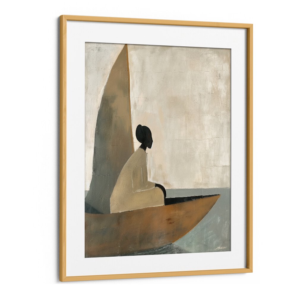 Stylish WOMAN ON BOAT, PORTRAITS artwork capturing serene moments on water, perfect for any art lover’s collection.