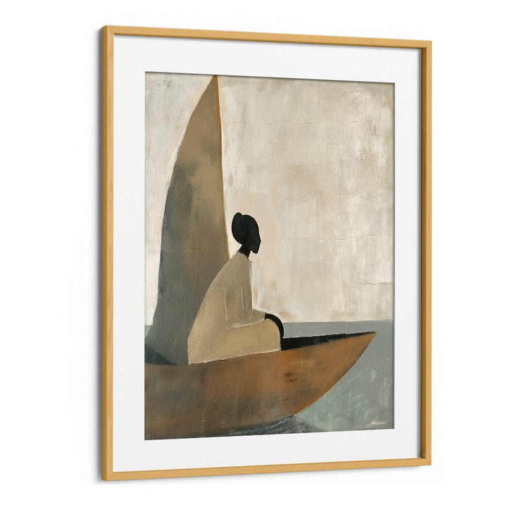 Stylish WOMAN ON BOAT, PORTRAITS artwork capturing serene moments on water, perfect for any art lover’s collection.