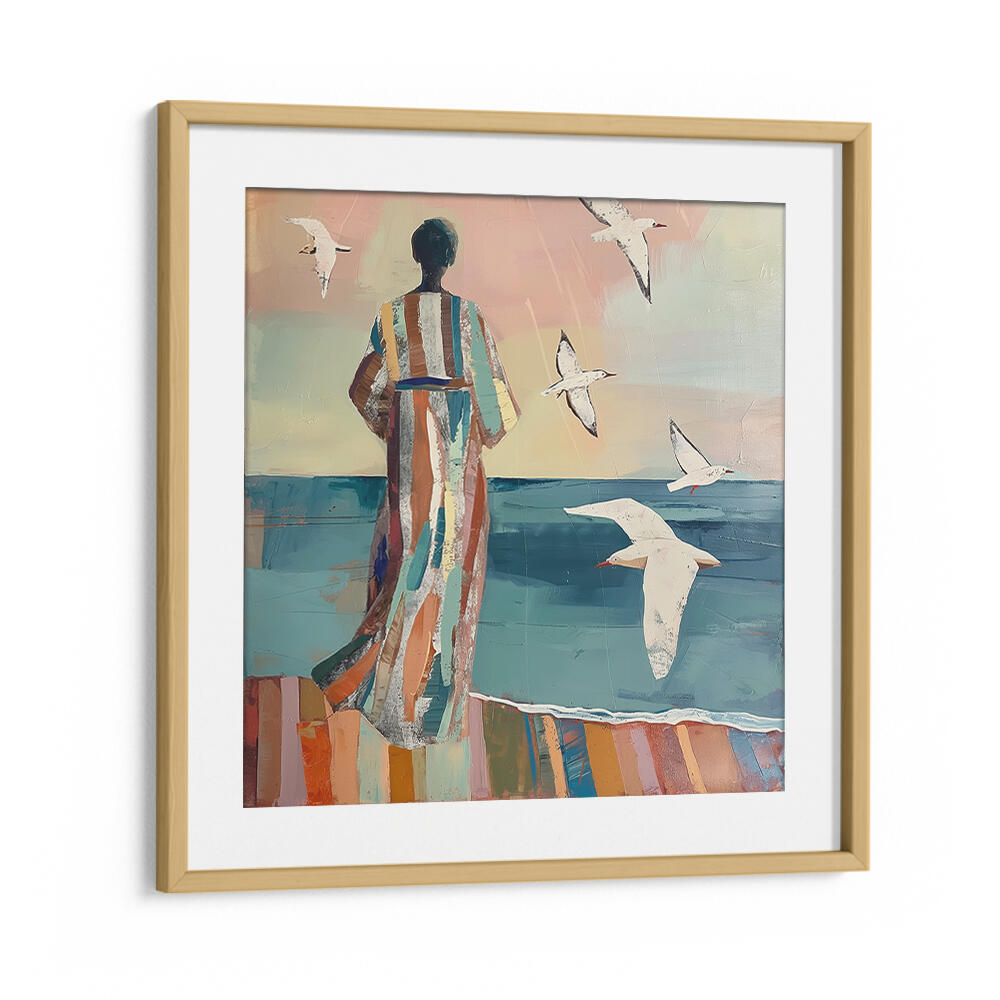 WOMAN AND SEAGULL , PORTRAITS & FIGURATIVE ILLUSTRATIONS