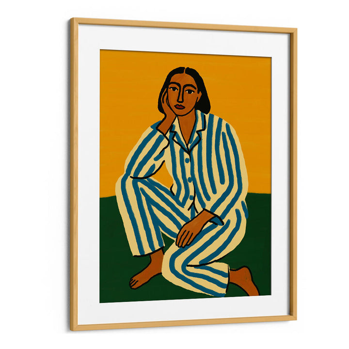 WOMAN IN STRIPED PAJAMAS , PORTRAITS & FIGURATIVE ILLUSTRATIONS