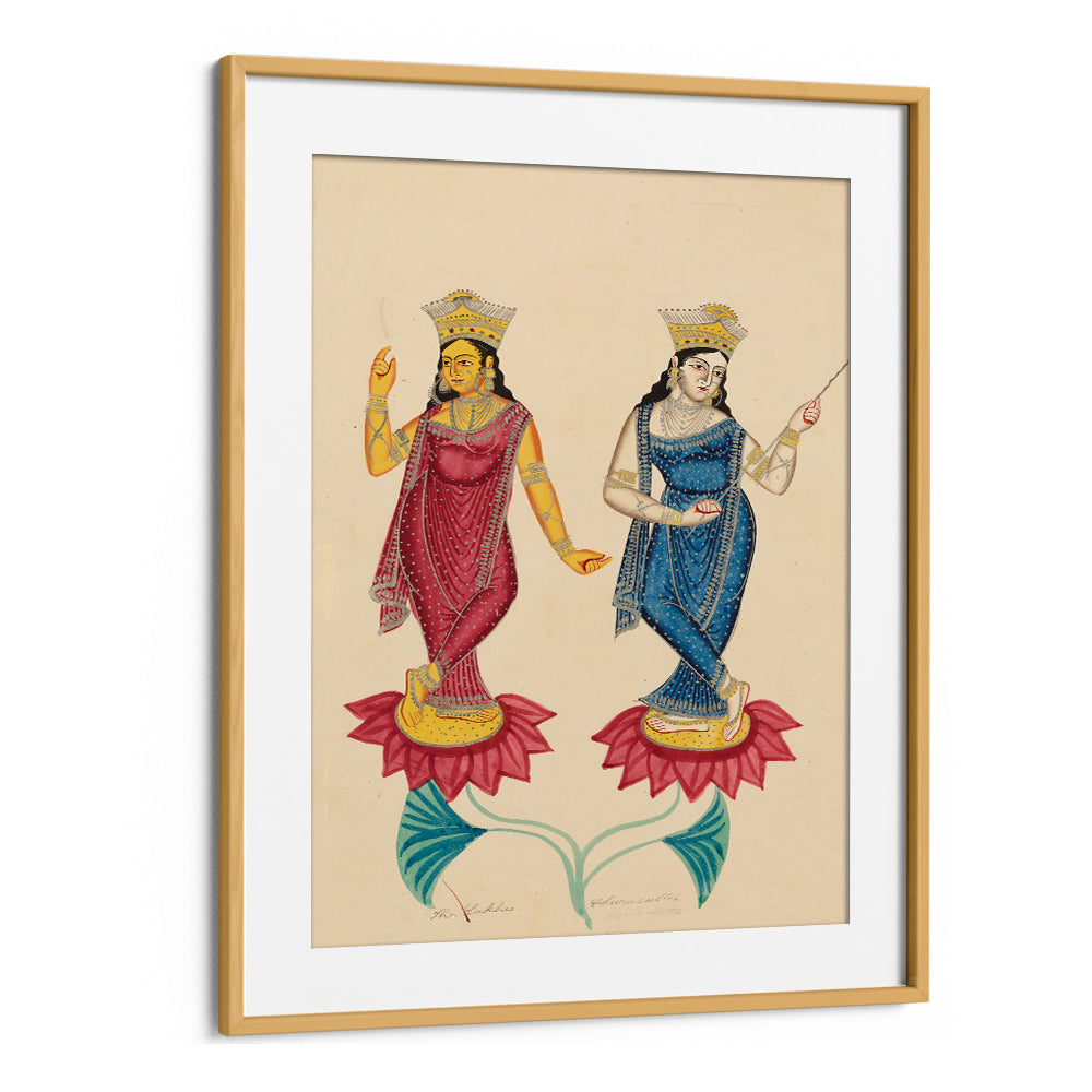 TWO FEMALE DEITIES , INDIAN ART PAINTINGS