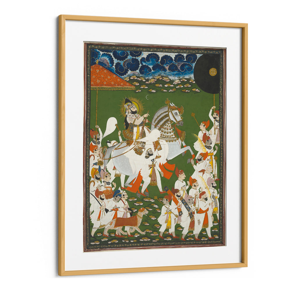 MAHARANA BHIM SINGH IN PROCESSION BY GHASI , INDIAN ART PAINTINGS