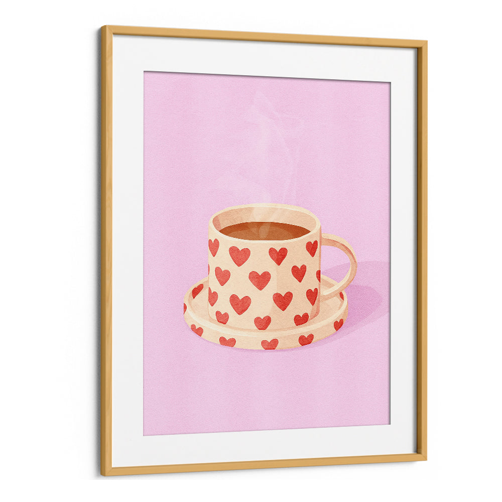 PINK HEART MUG WARM COFFEE