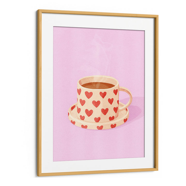PINK HEART MUG WARM COFFEE