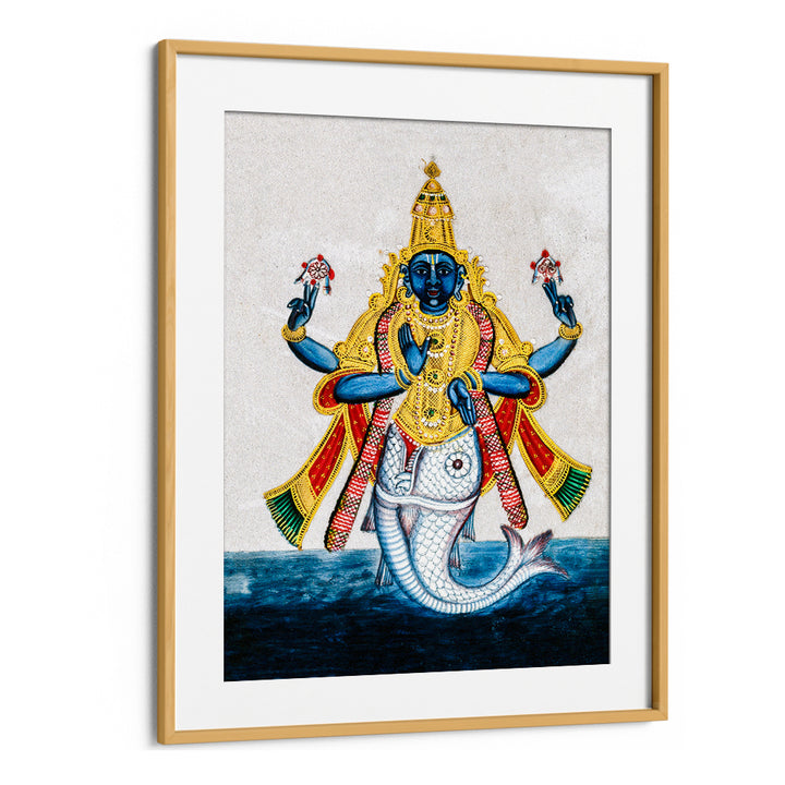 VISHNU IN HIS INCARNATION AS MATSYA , INDIAN ART PAINTINGS