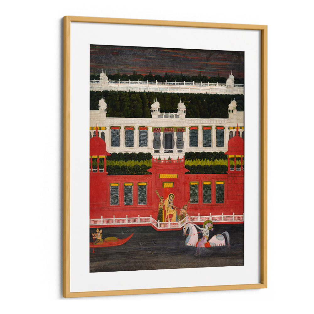 KRISHNA RECEIVES A FLOWER GARLAND , INDIAN ART PAINTINGS