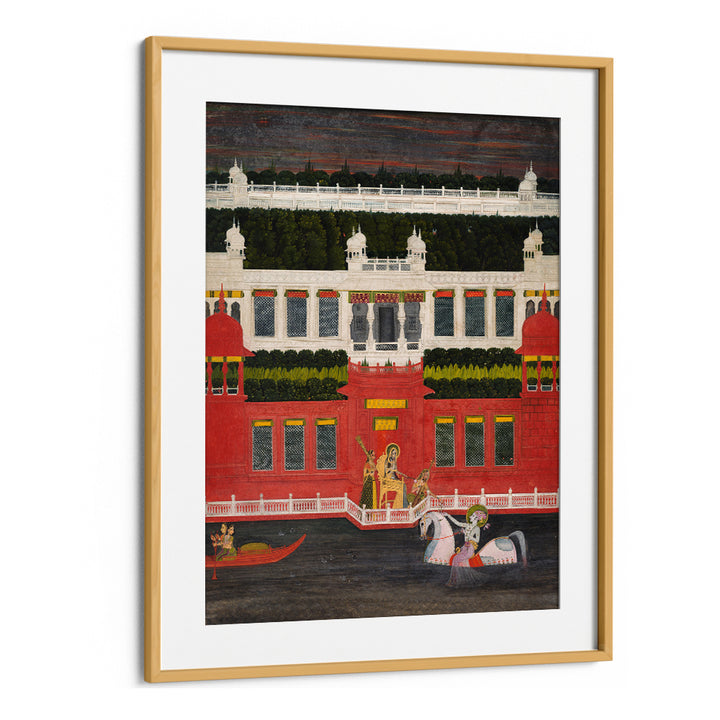 KRISHNA RECEIVES A FLOWER GARLAND , INDIAN ART PAINTINGS