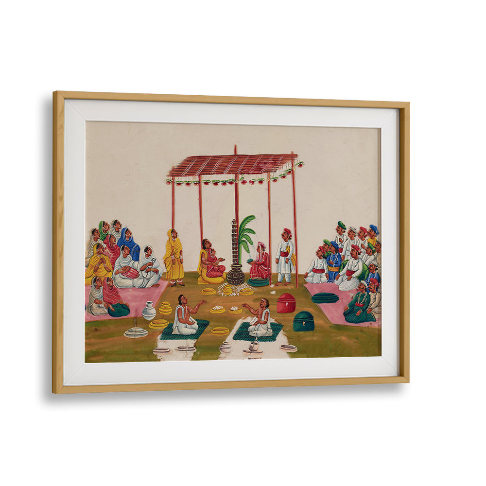 A MARRIAGE CEREMONY DURING 19TH CENTURY , INDIAN ART PAINTINGS