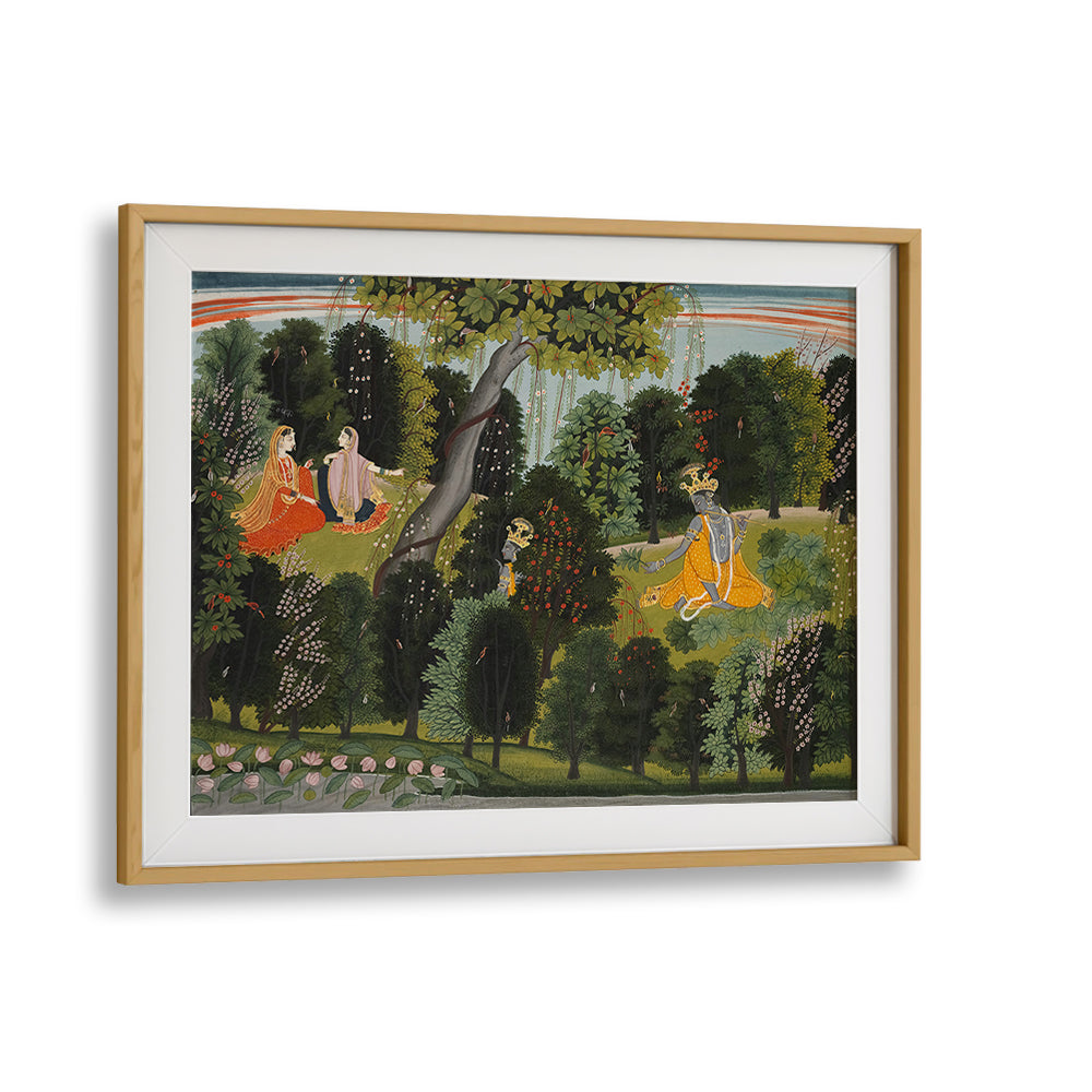 SAKHI PERSUADES RADHA TO MEET KRISHNA, , INDIAN ART PAINTINGS