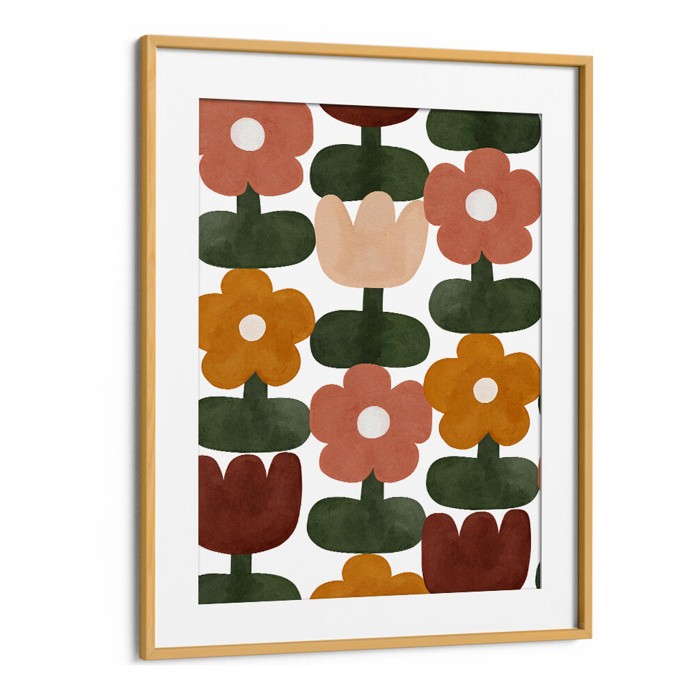 RETRO FLORAL GRID , KIDS ROOM PAINTINGS