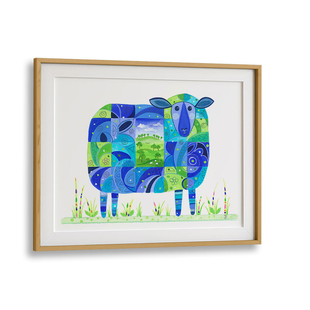 BLUE SHEEP ABSTRACT , KIDS ROOM PAINTINGS