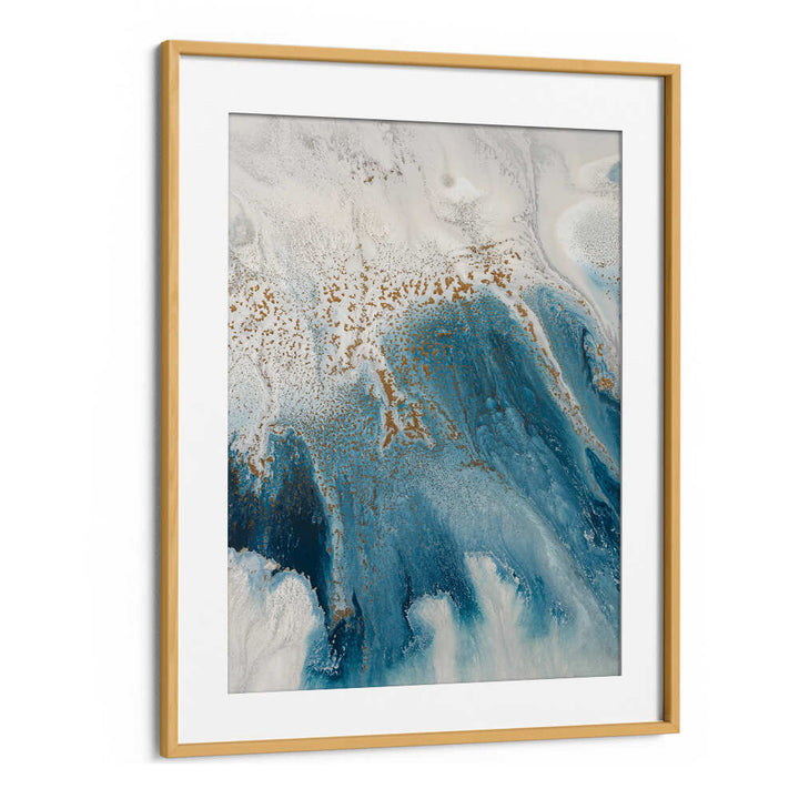 Elegant TIDAL SHORES, ABSTRACT PAINTINGS featuring vibrant blues and golds, perfect for enhancing any space.