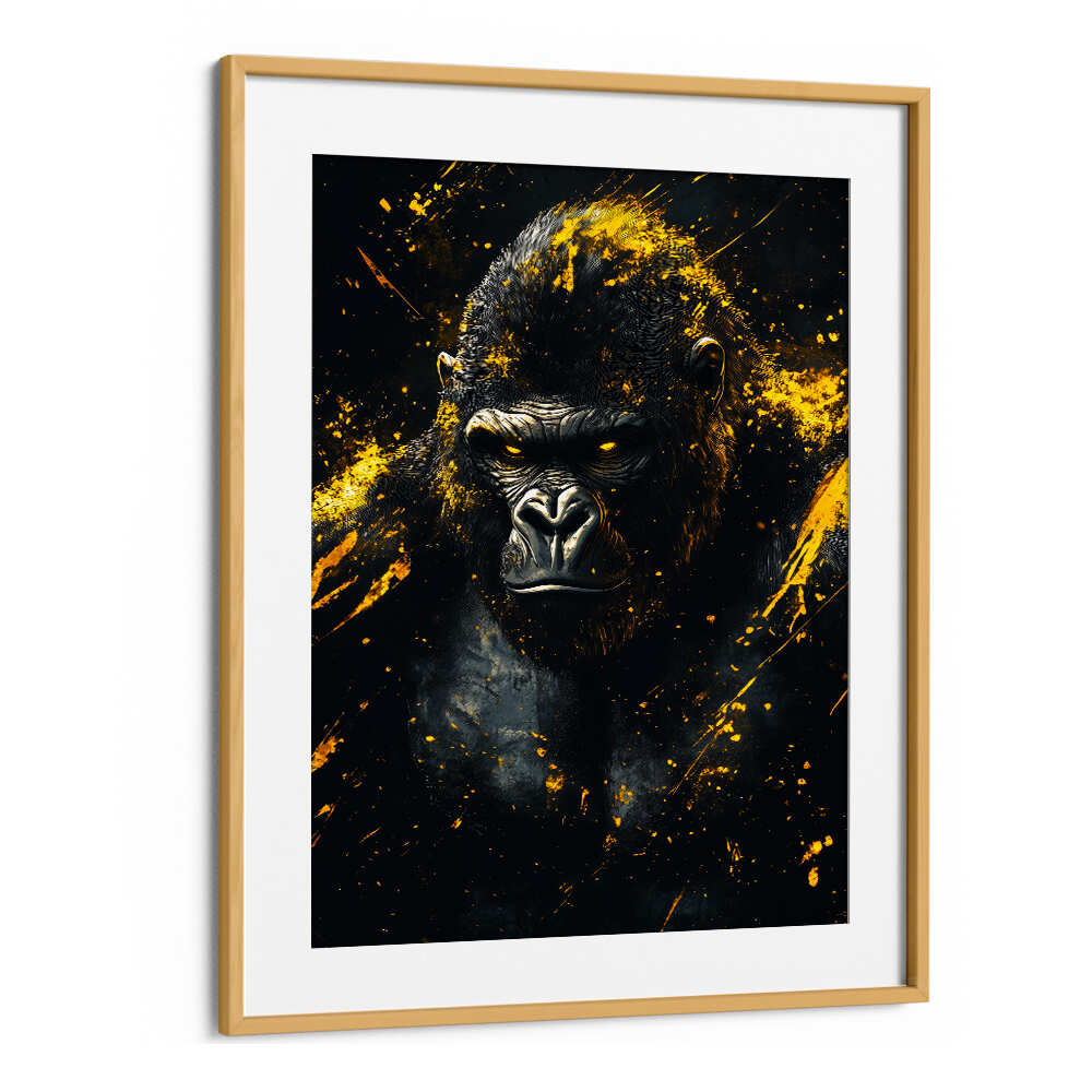 GOLD AND BLACK GORILLA , WILD LIFE & ANIMAL PAINTINGS