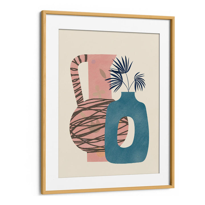 STILL LIFE WITH BLUE AND PINK VASE , BOHO ART PAINTINGS