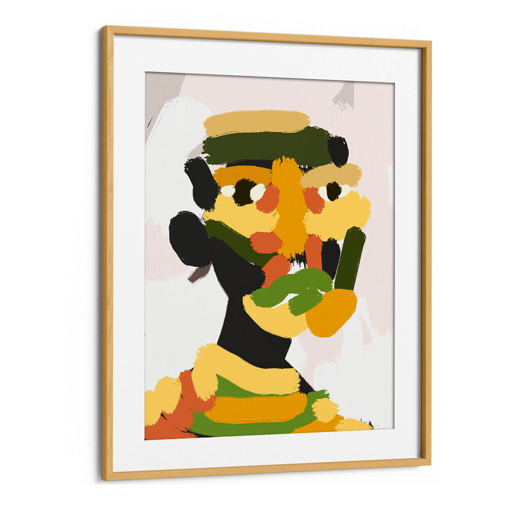 YELLOW GREEN TRIBAL PORTRAIT , PORTRAITS & FIGURATIVE ILLUSTRATIONS