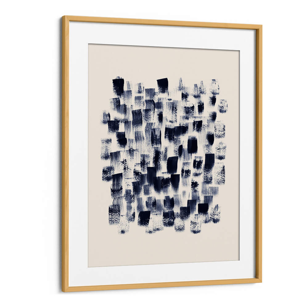 Abstract Navy Rain on Cream showcases rich navy hues on a soft cream background, perfect for modern decor.