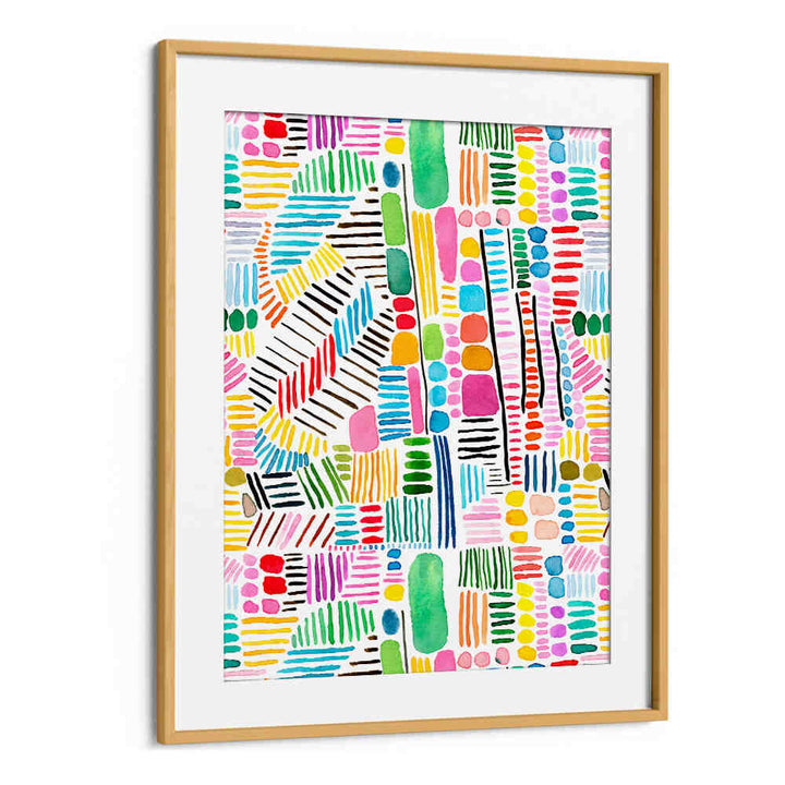 RAINBOW STITCHES WHITE BG , PATTERN ART PRINTS