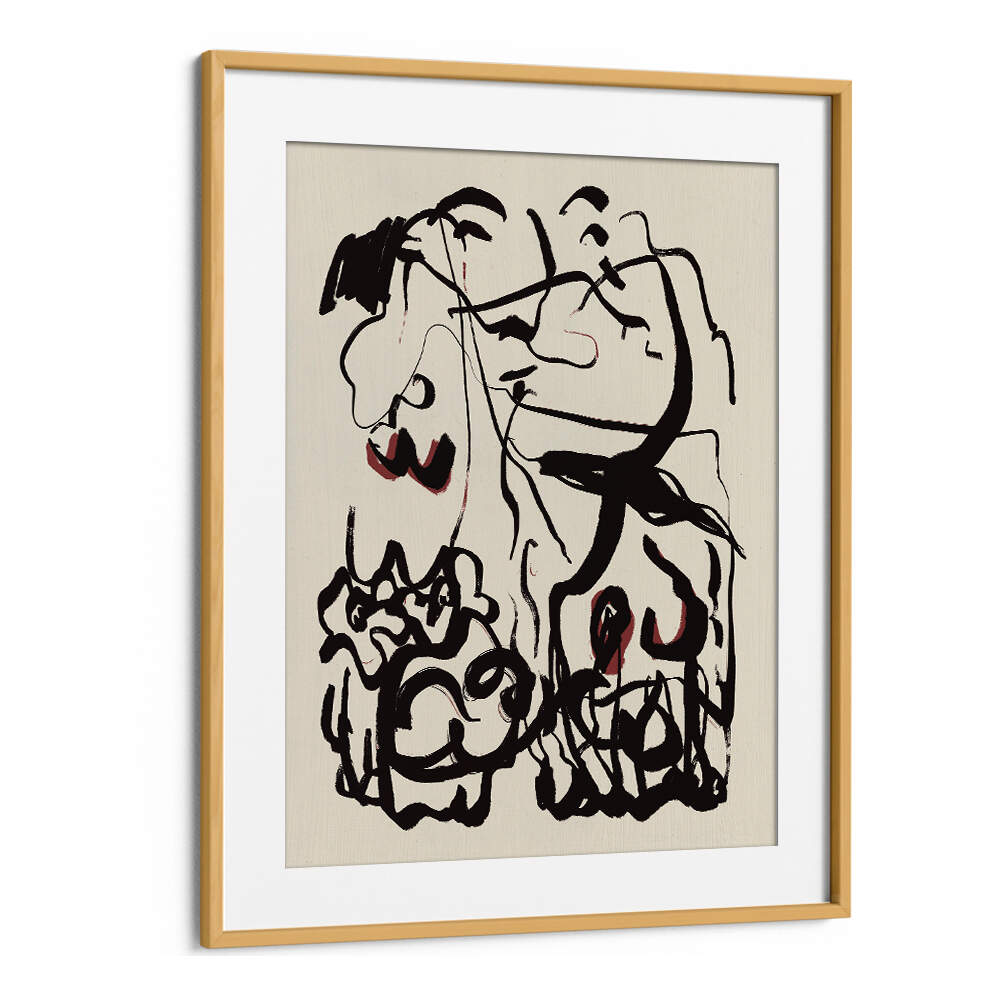 BLACK LINES AND SUBTLE RED ACCENTS , ABSTRACT PAINTINGS