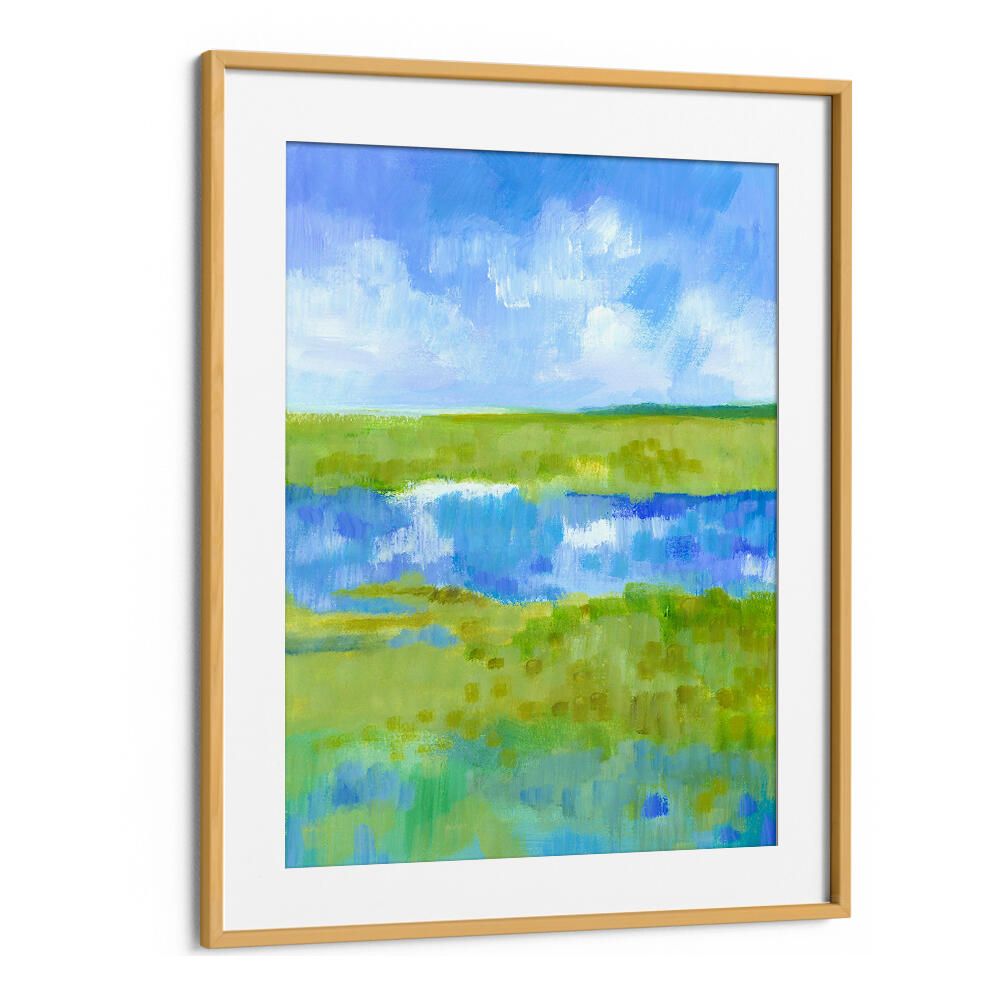 ABSTRACT GREEN BLUE LANDSCAPE , LANDSCAPE PAINTINGS