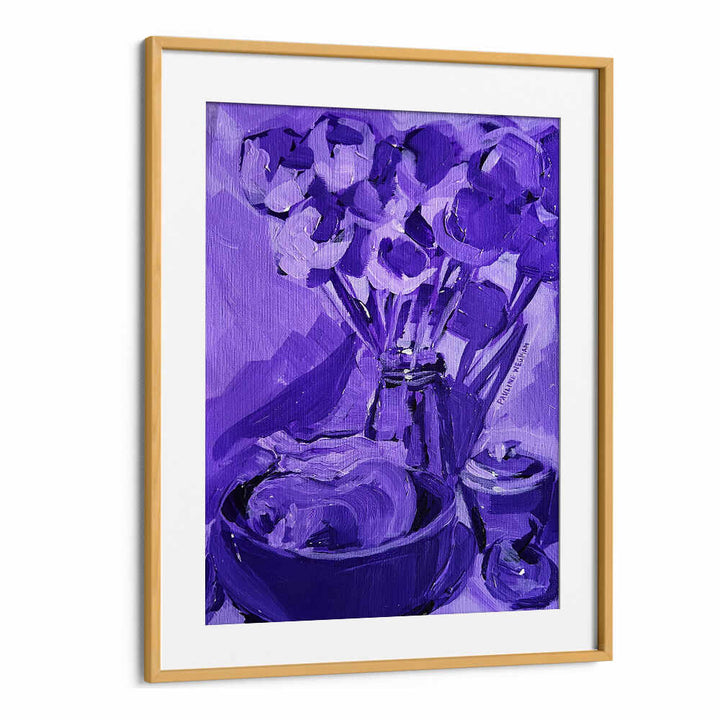 Oakwood Mount PURPLE VALUE STUDY , KITCHEN POSTERS — framed purple still-life floral and bowl print for modern kitchens