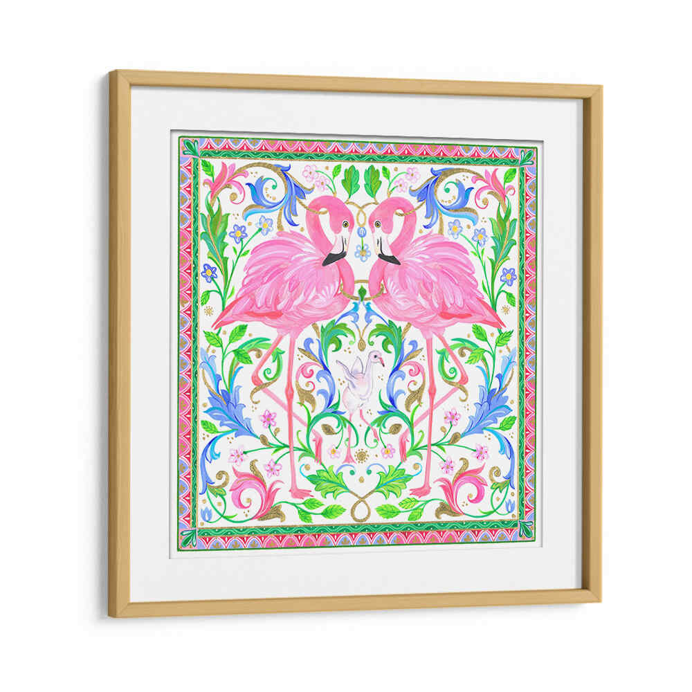 TWO PINK FLAMINGOS , ANIMAL PAINTINGS