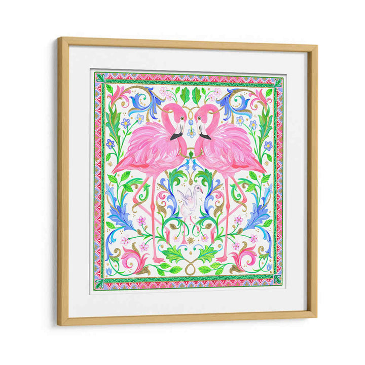 TWO PINK FLAMINGOS , ANIMAL PAINTINGS