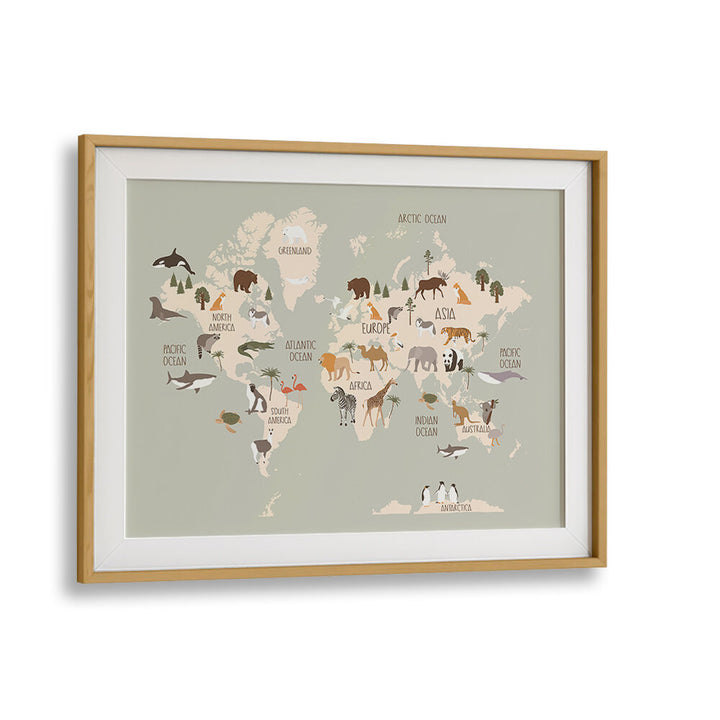 WILDLIFE WORLD MAP , KIDS ROOM PAINTINGS