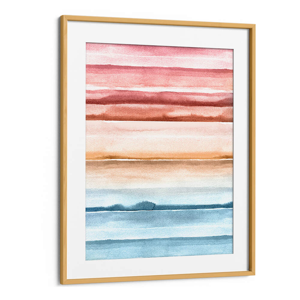 WATERCOLOR STRIPES SUMMER SUNSET II , ABSTRACT PAINTINGS