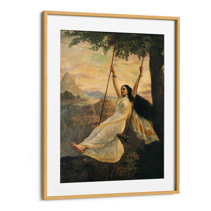 MOHINI ON A SWING , INDIAN ART PAINTINGS